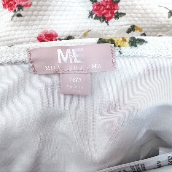 Mila and Emma One Piece Swimsuit White Ruffle Waist Floral - Picture 5 of 6